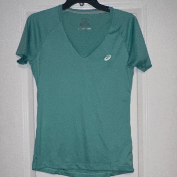 Asics Women's Teal V-Neck Short Sleeve Tee - Picture 3 of 4